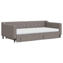 daybed med udtræk og skuffer 100x200 cm stof gråbrun