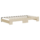 daybed med udtræk og skuffer 100x200 cm stof cremefarvet