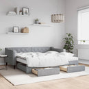 daybed med udtræk og skuffer 90x190 cm stof lysegrå