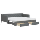 daybed med udtræk og skuffer 90x190 cm stof mørkegrå