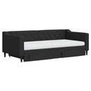 daybed med udtræk og skuffer 90x190 cm stof sort