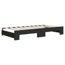 daybed med udtræk og skuffer 90x190 cm stof sort