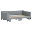 daybed med udtræk 100x190 cm stof lysegrå