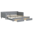 daybed med udtræk og skuffer 100x190 cm stof lysegrå