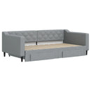 daybed med udtræk og skuffer 100x190 cm stof lysegrå