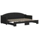 daybed med udtræk 80x200 cm stof sort