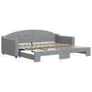 daybed med udtræk 90x200 cm stof lysegrå