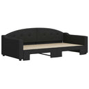 daybed med udtræk 100x200 cm stof sort
