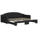 daybed med udtræk 90x190 cm stof sort