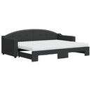 daybed med udtræk og madras 80x200 cm stof sort