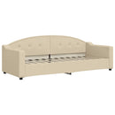 daybed med udtræk og madras 80x200 cm stof cremefarvet