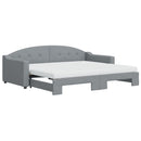 daybed med udtræk og madras 90x200 cm stof lysegrå
