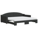 daybed med udtræk og madras 90x200 cm stof sort