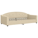 daybed med udtræk og madras 90x200 cm stof cremefarvet