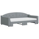 daybed med udtræk og madras 100x200 cm stof lysegrå