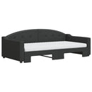 daybed med udtræk og madras 100x200 cm stof sort