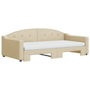 daybed med udtræk og madras 100x200 cm stof cremefarvet
