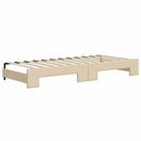 daybed med udtræk og madras 100x200 cm stof cremefarvet