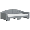 daybed med udtræk og madras 90x190 cm stof lysegrå