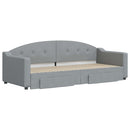 daybed med udtræk og skuffer 80x200 cm stof lysegrå