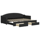 daybed med udtræk og skuffer 80x200 cm stof sort