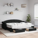 daybed med udtræk og skuffer 80x200 cm stof sort