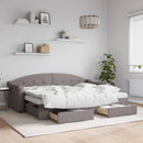 daybed med udtræk og skuffer 80x200 cm stof gråbrun