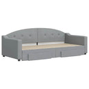 daybed med udtræk og skuffer 90x200 cm stof lysegrå