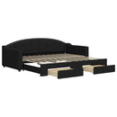daybed med udtræk og skuffer 80x200 cm stof sort