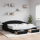daybed med udtræk og skuffer 80x200 cm stof sort