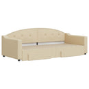daybed med udtræk og skuffer 90x200 cm stof cremefarvet