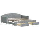 daybed med udtræk og skuffer 100x200 cm stof lysegrå