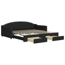 daybed med udtræk og skuffer 100x200 cm stof sort