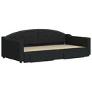 daybed med udtræk og skuffer 100x200 cm stof sort