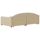 daybed med udtræk og skuffer 100x200 cm stof cremefarvet