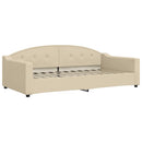 daybed med udtræk og skuffer 100x200 cm stof cremefarvet