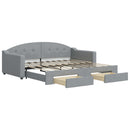 daybed med udtræk og skuffer 90x190 cm stof lysegrå