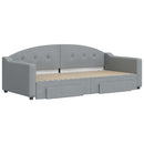 daybed med udtræk og skuffer 90x190 cm stof lysegrå