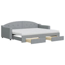 daybed med udtræk og skuffer 80x200 cm stof lysegrå
