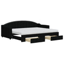 daybed med udtræk og skuffer 80x200 cm stof sort