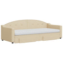 daybed med udtræk og skuffer 80x200 cm stof cremefarvet