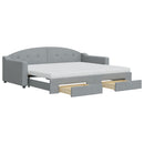 daybed med udtræk og skuffer 90x200 cm stof lysegrå