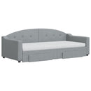 daybed med udtræk og skuffer 90x200 cm stof lysegrå
