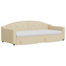 daybed med udtræk og skuffer 90x200 cm stof cremefarvet