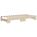 daybed med udtræk og skuffer 90x200 cm stof cremefarvet
