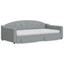 daybed med udtræk og skuffer 100x200 cm stof lysegrå