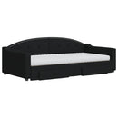 daybed med udtræk og skuffer 100x200 cm stof sort