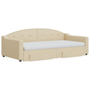 daybed med udtræk og skuffer 100x200 cm stof cremefarvet