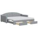 daybed med udtræk og skuffer 90x190 cm stof lysegrå