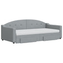 daybed med udtræk og skuffer 90x190 cm stof lysegrå